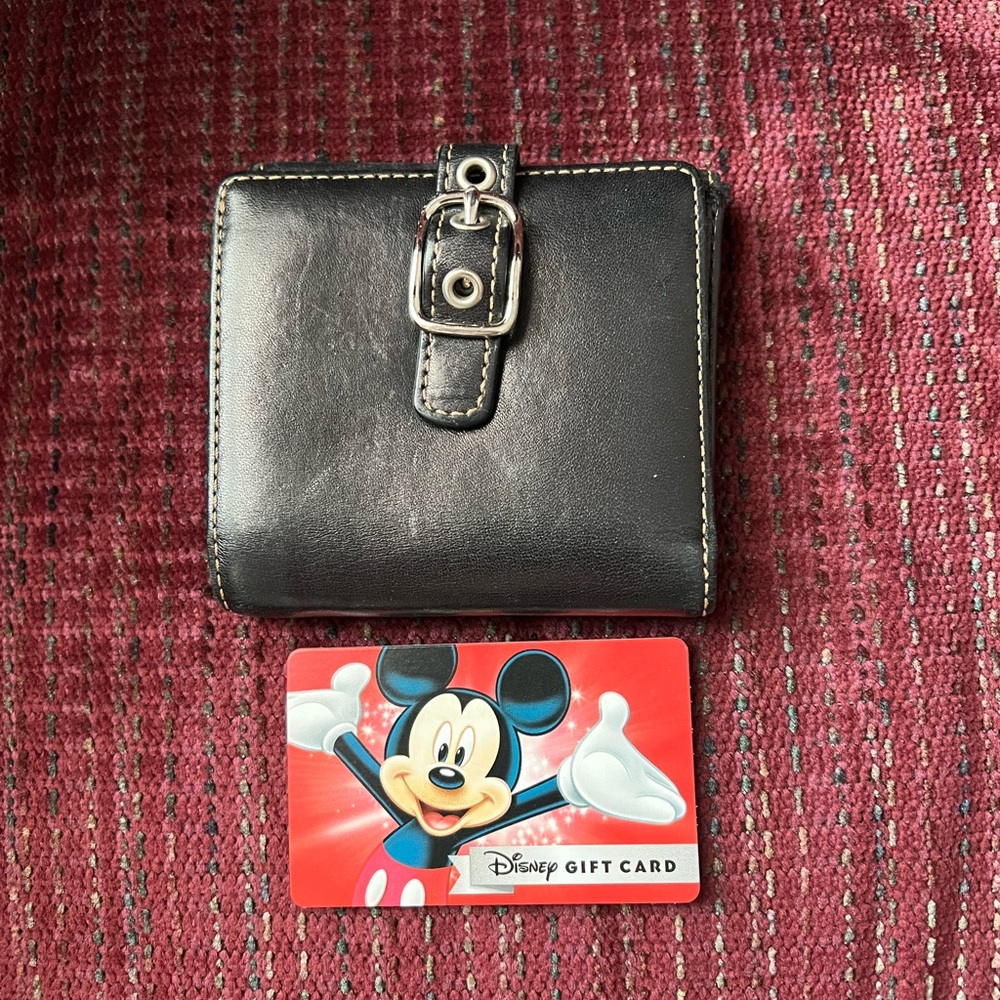 Coach Black Leather Wallet with Buckle